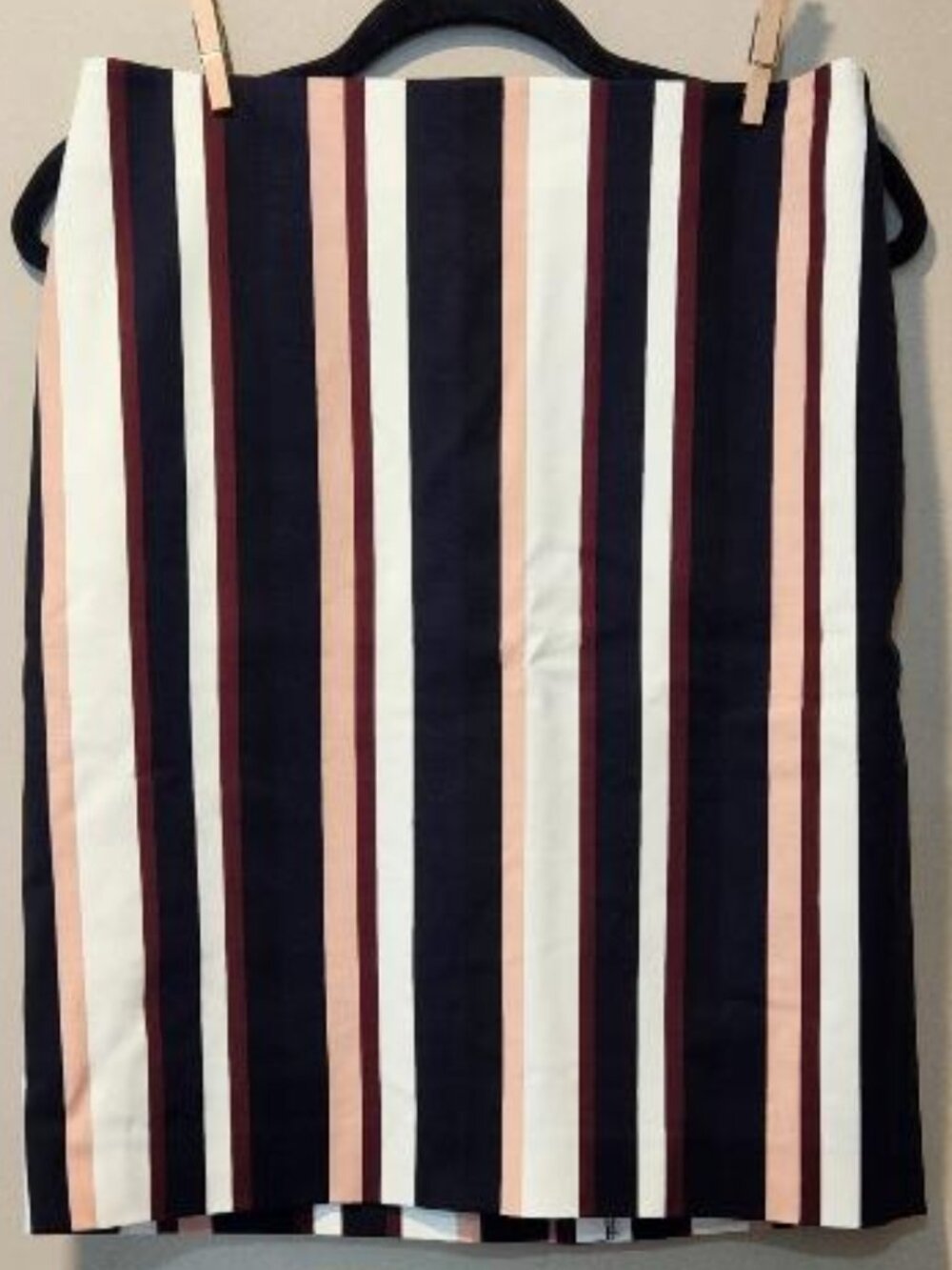 Ann Taylor Striped Pencil Skirt Navy White Blush Pink Burgundy